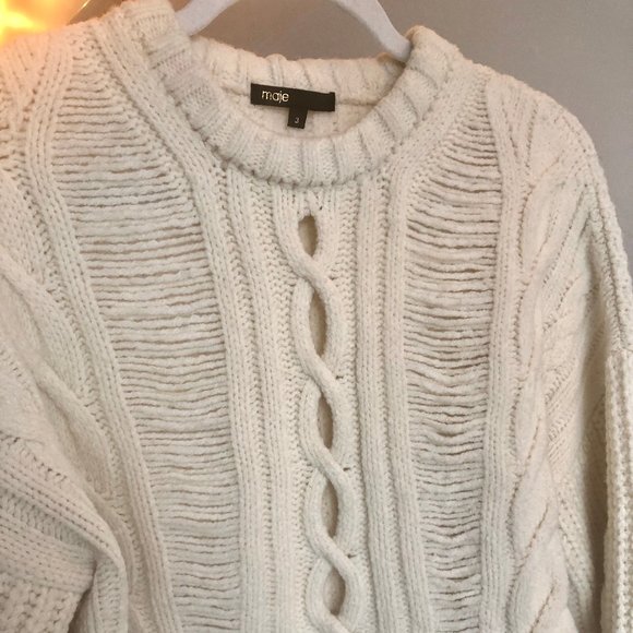 Maje Martina cable-knit wool-blend sweater - Picture 6 of 6